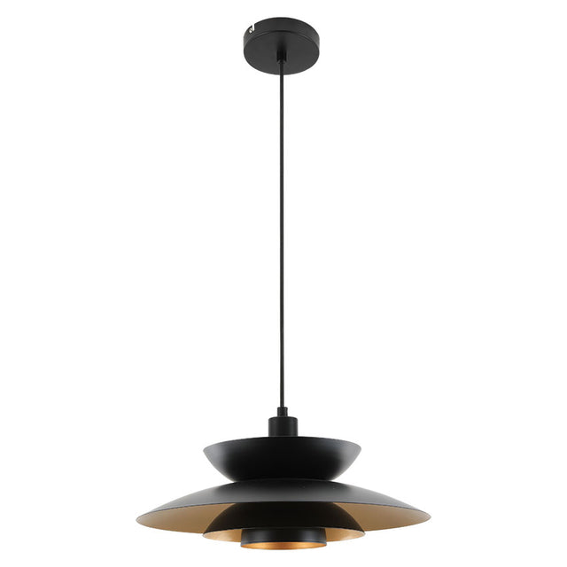 LARGE BLACK & GOLD INSERT RETRO STYLE METAL PENDANT