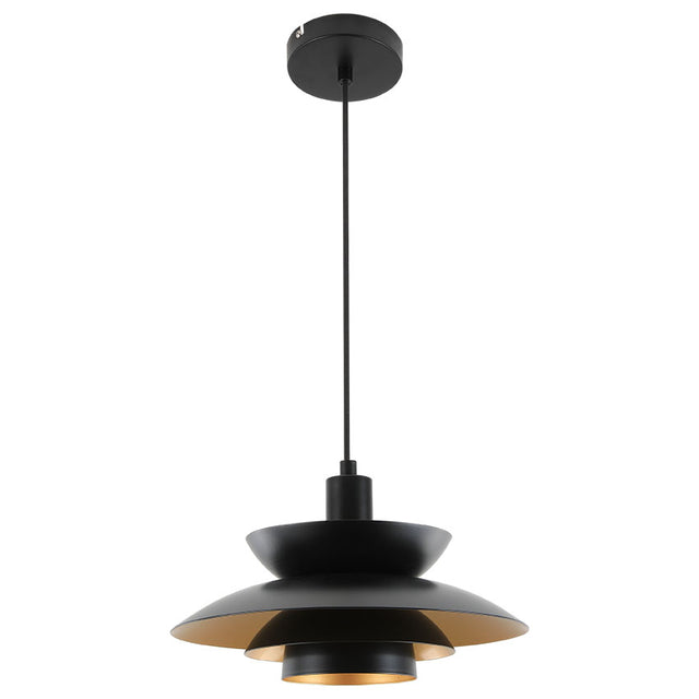 BLACK & SATIN BRASS INSERT RETRO STYLE METAL PENDANT