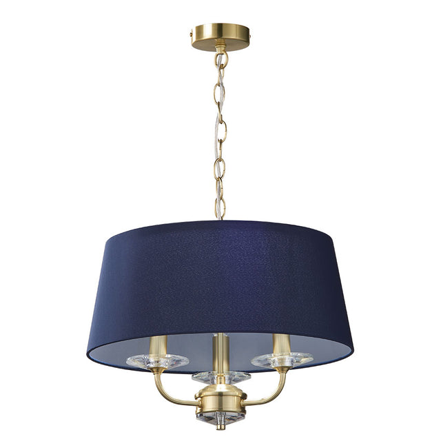 SATIN BRASS with NAVY SHADE STYLO PENDANT