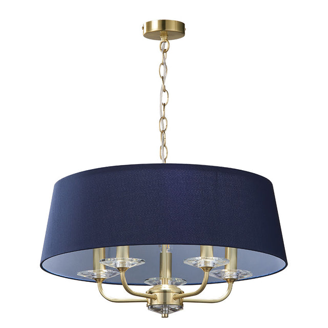 SATIN BRASS with NAVY SHADE STYLO PENDANT