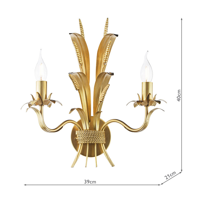 Phaedra 2 Light Wall Light Gold