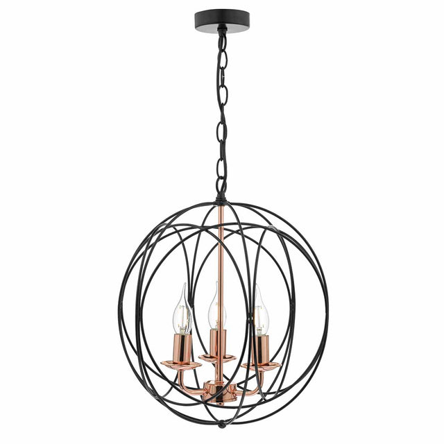 Phoenix 3 Light Pendant Black & Copper