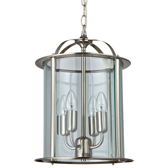 SATIN NICKEL ROUND GLASS LANTERN