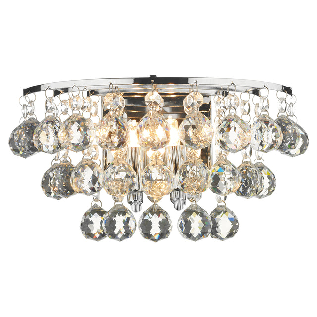 Pluto 2 Light Wall Light Polished Chrome Crystal