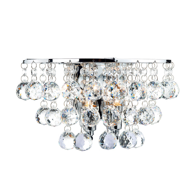 Pluto 2 Light Wall Light Polished Chrome Crystal