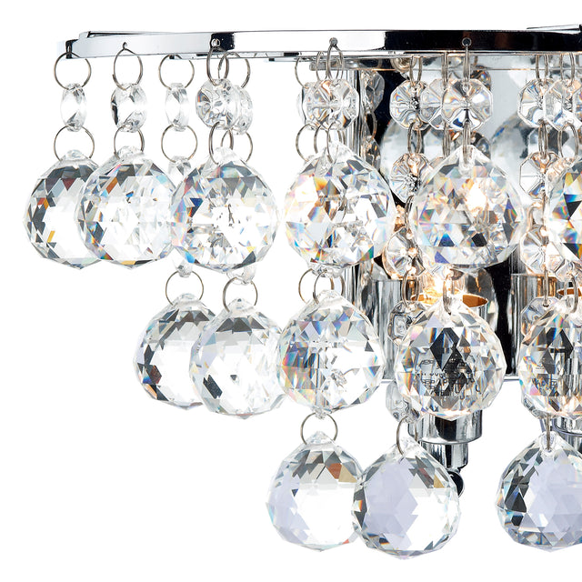 Pluto 2 Light Wall Light Polished Chrome Crystal