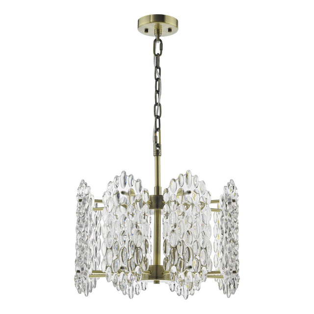 Porthos 8 Light Pendant Antique Brass and Glass