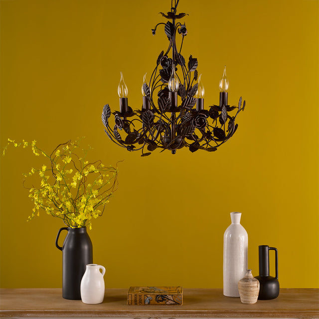 Priscilla 5 Light Pendant Matt Black/Bronze Fitting Only