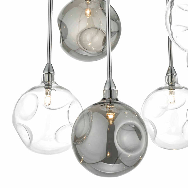 Quinn 6 Light Semi Flush Polished Chrome With Smoked & Clear Glass