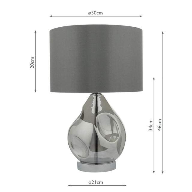 Quinn Table Lamp Smoked Glass With Shade