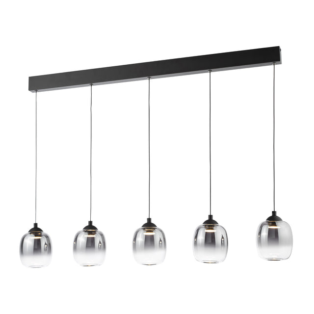 Ramona 5 Light Bar Pendant Matt Black and Smoked Ombre Glass LED