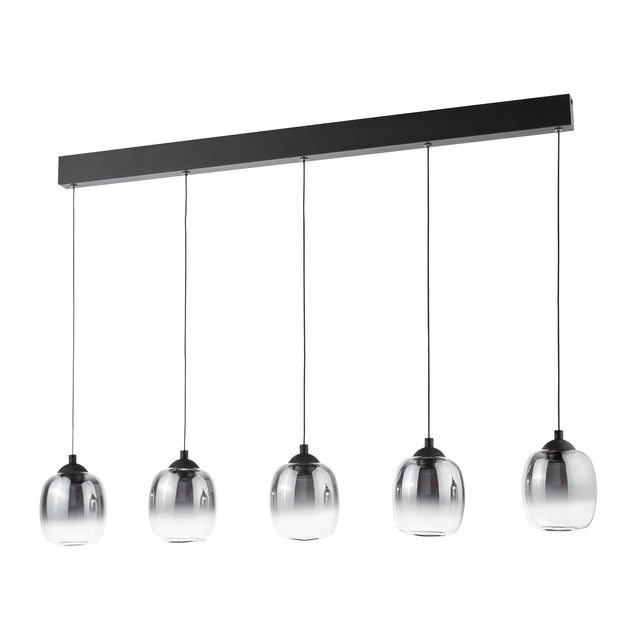 Ramona 5 Light Bar Pendant Matt Black and Smoked Ombre Glass LED