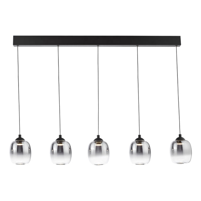 Ramona 5 Light Bar Pendant Matt Black and Smoked Ombre Glass LED