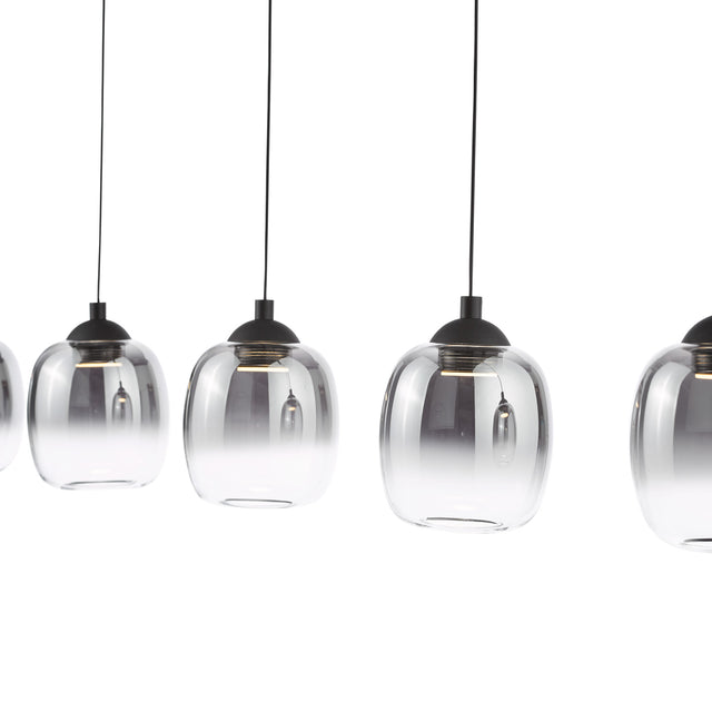 Ramona 5 Light Bar Pendant Matt Black and Smoked Ombre Glass LED