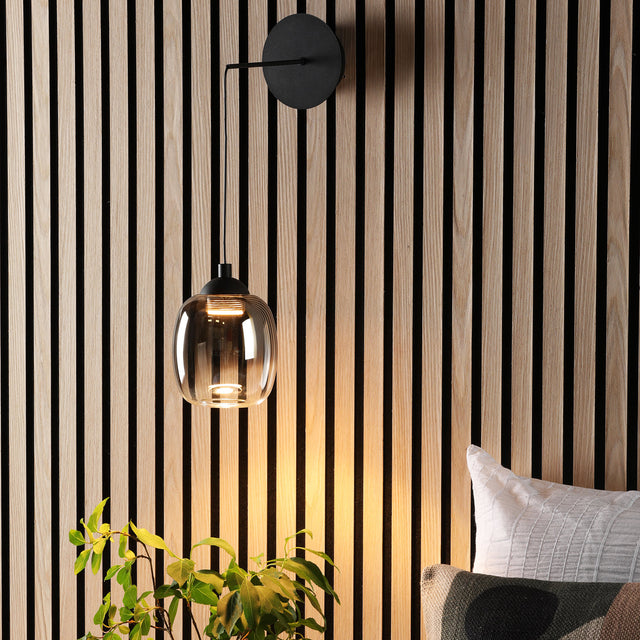 Ramona Pendant/Wall Light Matt Black Ombre Glass LED