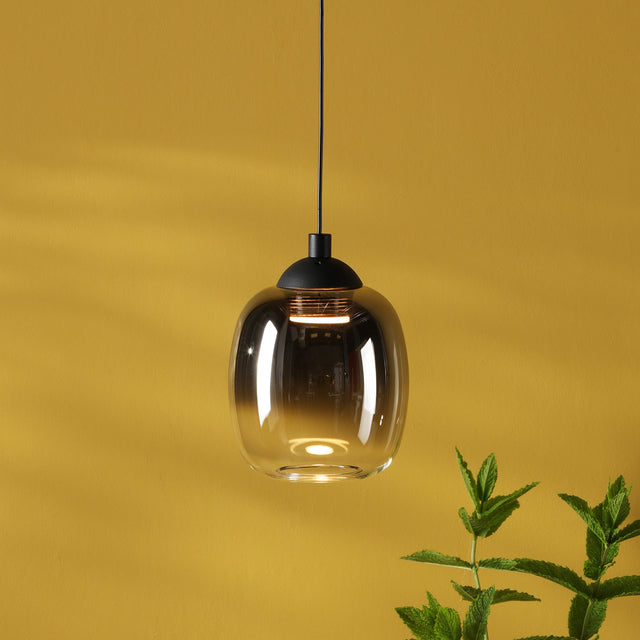 Ramona Pendant/Wall Light Matt Black Ombre Glass LED