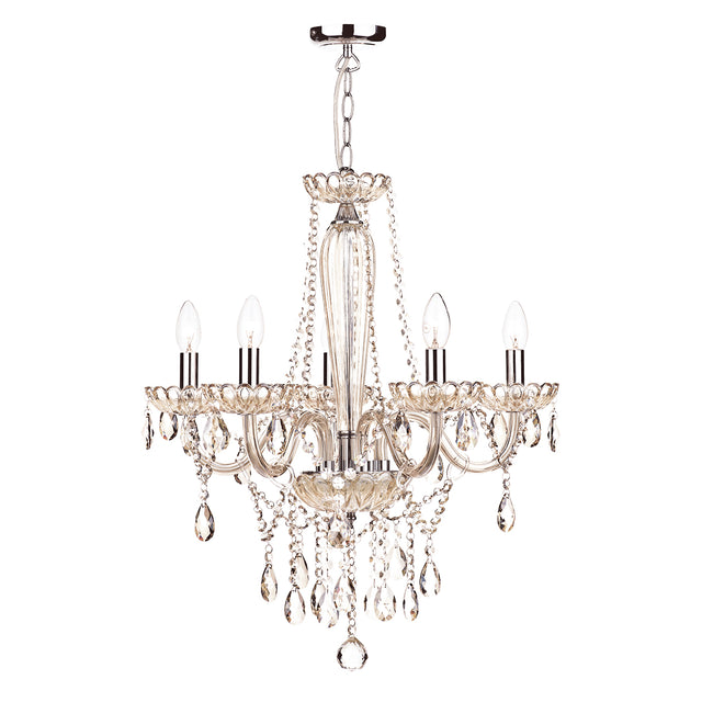 Raphael 5 Light Chandelier Champagne Crystal