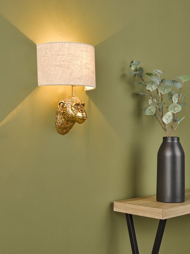 Raul Monkey Wall Light Gold With Shade