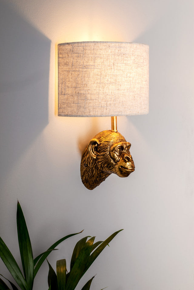 Raul Monkey Wall Light Gold With Shade