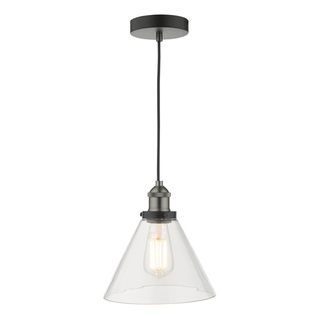 Ray 1 Light Single Pendant Antique Nickel Clear Glass