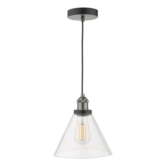 Ray 1 Light Single Pendant Antique Nickel Clear Glass