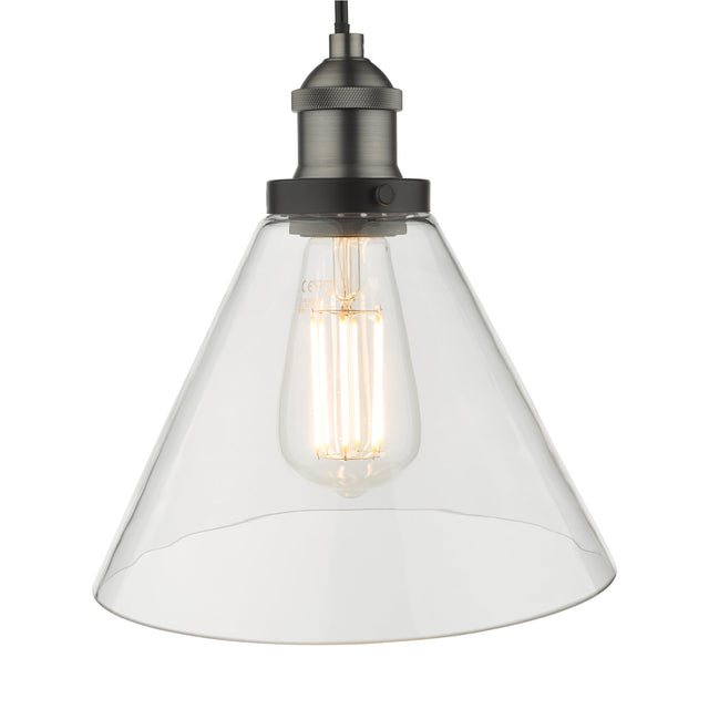 Ray 1 Light Single Pendant Antique Nickel Clear Glass