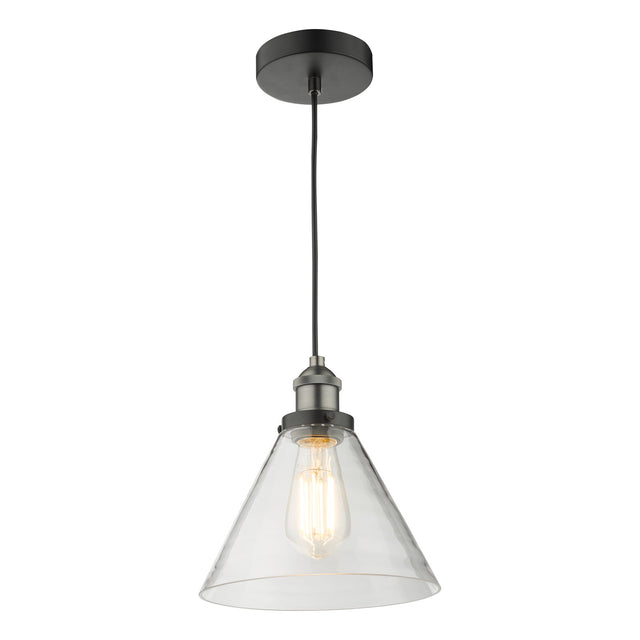 Ray 1 Light Single Pendant Antique Nickel Clear Glass