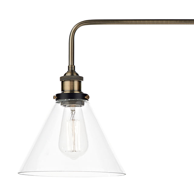 Ray 3 Light Bar Pendant Antique Brass Clear