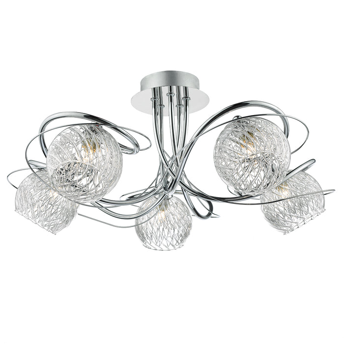 Rehan 5 Light Semi Flush Decorative Glass Polished Chrome Frame