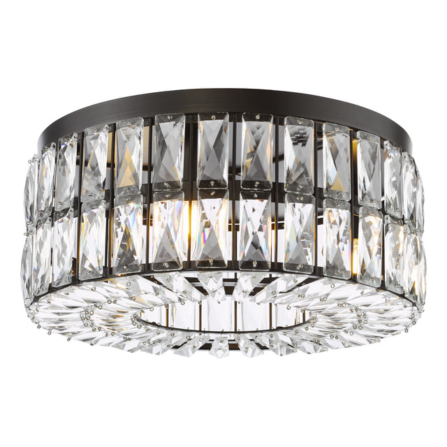 Relena 4 Light Flush Matt Black and Crystal