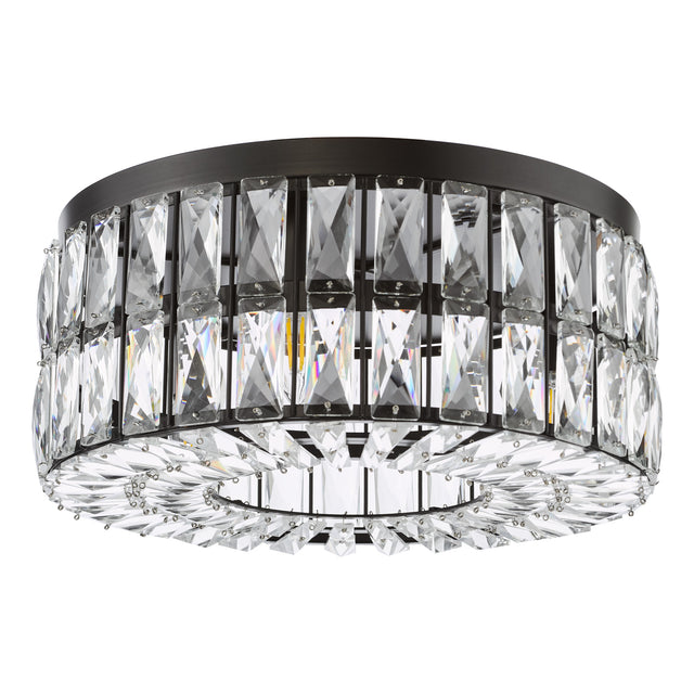 Relena 4 Light Flush Matt Black and Crystal