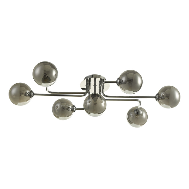 Reyna 7 Light Semi Flush Polished Chrome With Smoked Glass