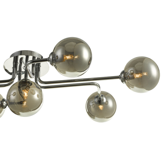 Reyna 7 Light Semi Flush Polished Chrome With Smoked Glass