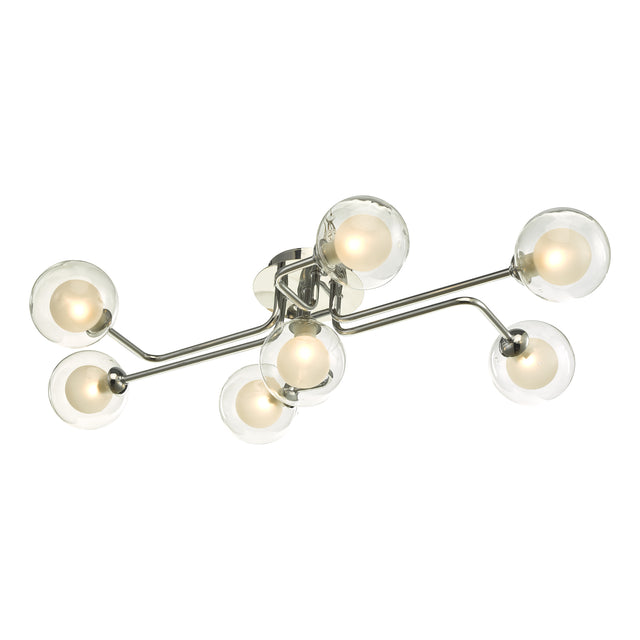 Reyna 7 Light Semi Flush Polished Chrome With Clear/Opal Glass