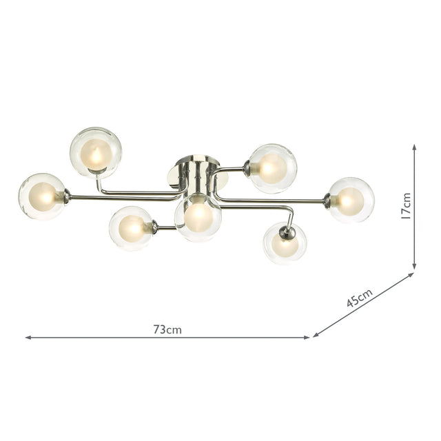 Reyna 7 Light Semi Flush Polished Chrome With Clear/Opal Glass