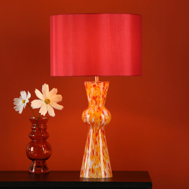 Rheneas Table Lamp Red Glass With Shade