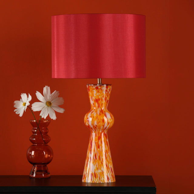 Rheneas Table Lamp Red Glass With Shade