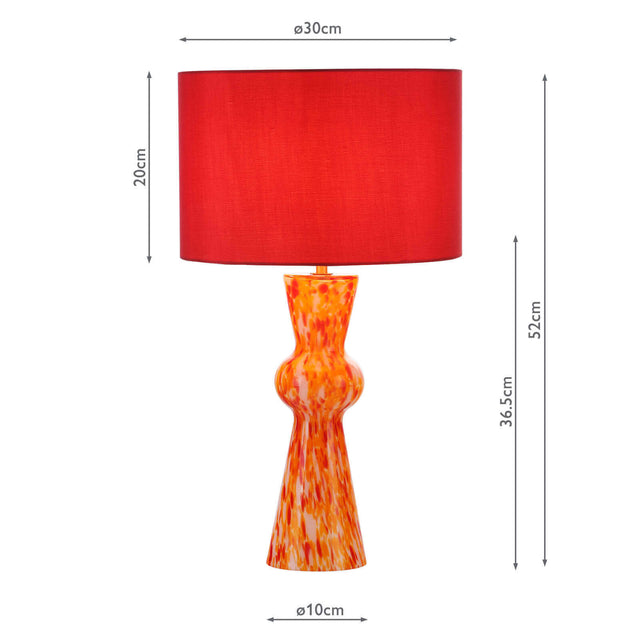 Rheneas Table Lamp Red Glass With Shade