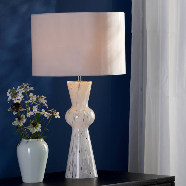 Rheneas Table Lamp White Glass With Shade