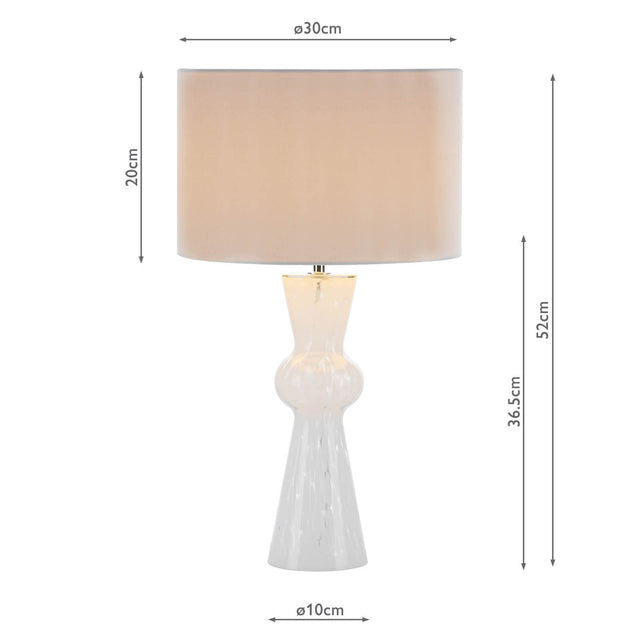 Rheneas Table Lamp White Glass With Shade