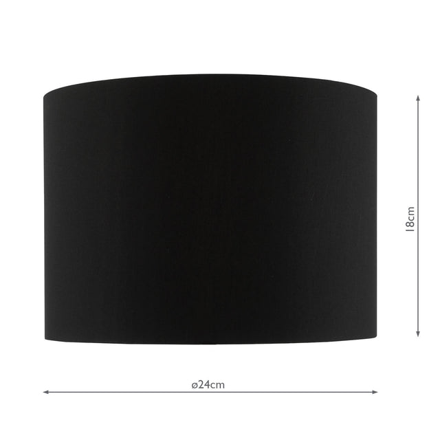 Roja Black Cotton Drum Shade 24cm