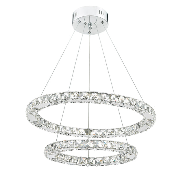 Roma 2 Tier Pendant Polished Chrome Crystal LED