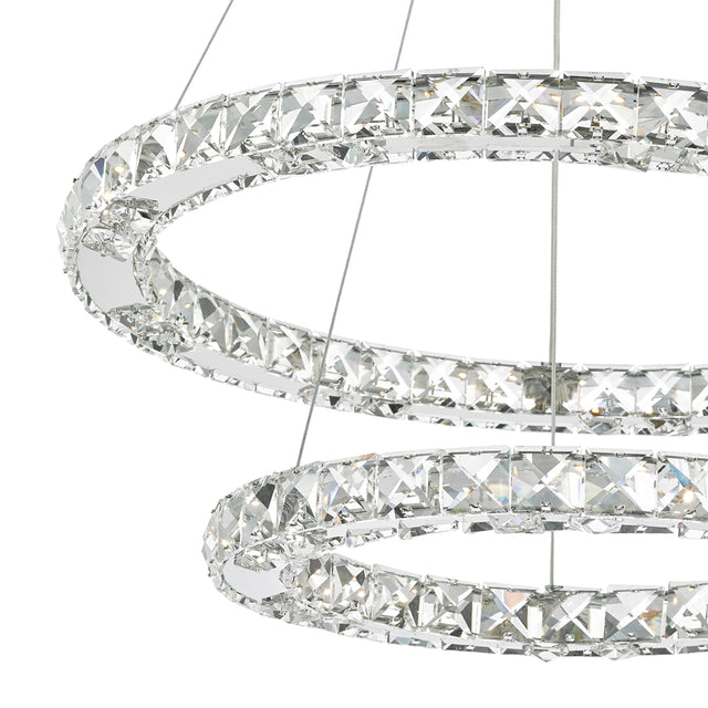 Roma 2 Tier Pendant Polished Chrome Crystal LED