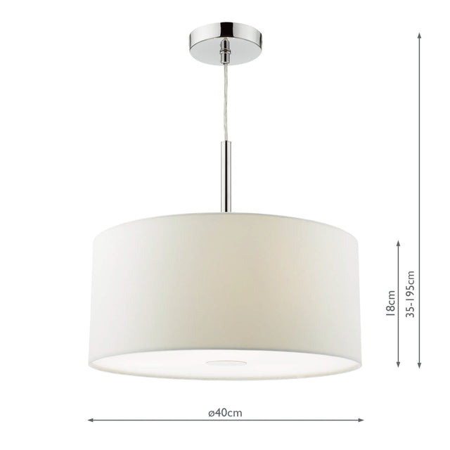 Ronda 3lt Pendant White Faux Silk Shade 40cm