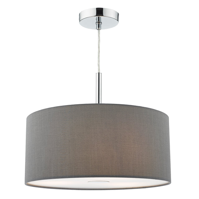 Ronda 3lt Pendant Grey Faux Silk Shade 40cm