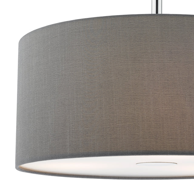 Ronda 3lt Pendant Grey Faux Silk Shade 40cm