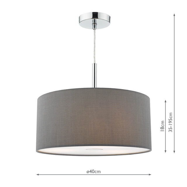 Ronda 3lt Pendant Grey Faux Silk Shade 40cm