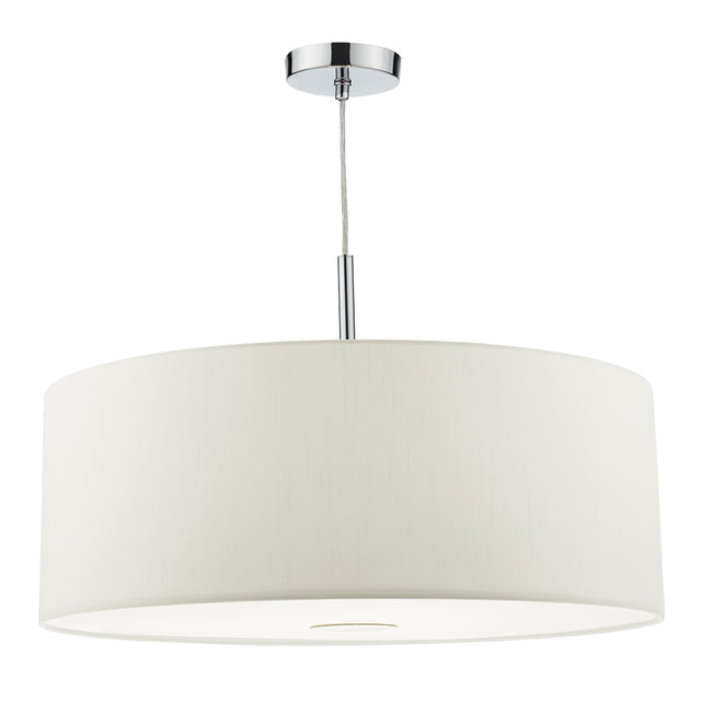 Ronda 3 Light Pendant White Faux Silk Shade 60cm