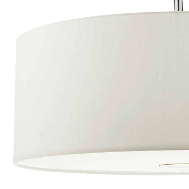 Ronda 3 Light Pendant White Faux Silk Shade 60cm