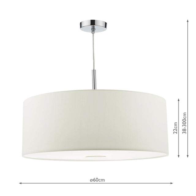 Ronda 3 Light Pendant White Faux Silk Shade 60cm